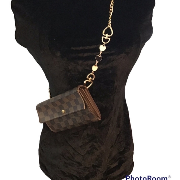 Louis Vuitton Handbags - Louis Vuitton Damier Women's Brown with Gold Chain Clutch/Wallet/Crossbody
